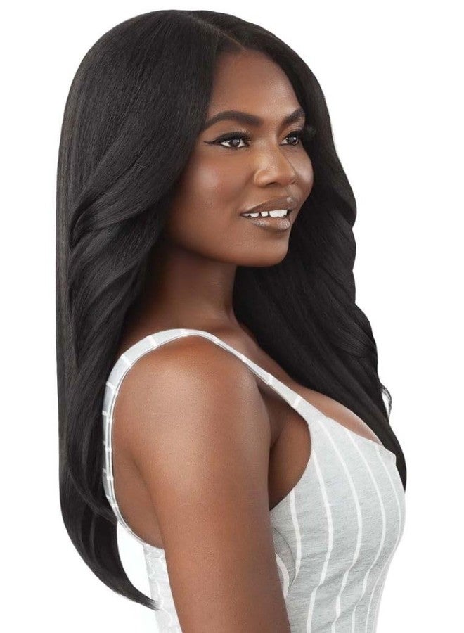 Outre Big Beautiful Human Hair Blend U Part Cap Leave Out Wig DOMINICAN BLOWOUT 22" (NBLK) - Image 4
